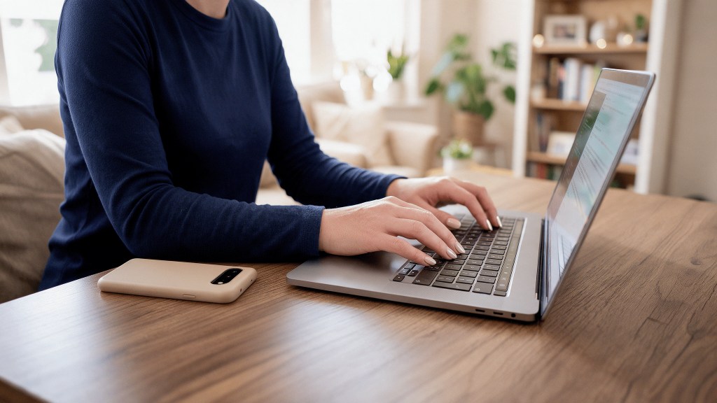 Person using a laptop to search for hotels